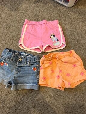 Girls' Shorts - Pink - Orange - Jean